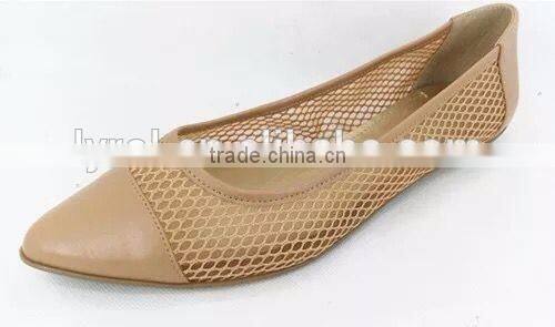 High quality latest women ballet shoes mesh material pointed pump shoes