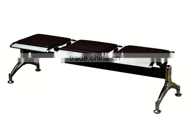 Chrome Metal Public Bench Seating Waiting Room Bench Seating