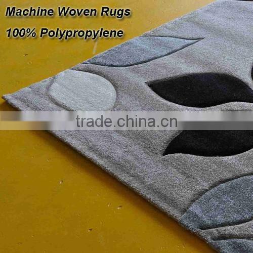 Plain machine woven fashion living room pp woven backing carpets and rugs