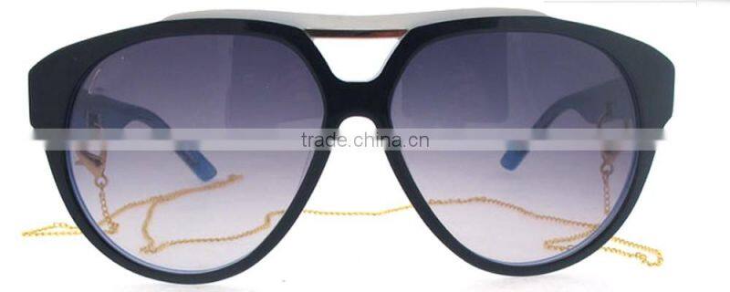 Pure white in Middle Transparent Blue Inside Acetate Frame with Hollow Out Temples Cat.3 Polarized Sunglasses