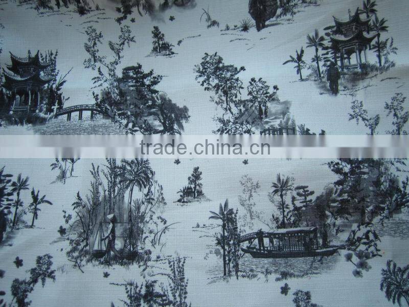 New pattern 100% polyester imitation linen flocked fabric for cushion and sofa