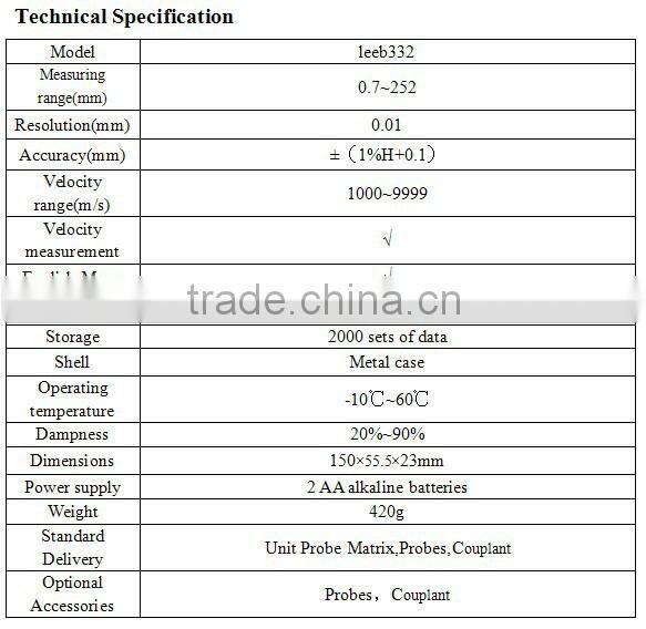Resolution0.01mm Portable Ultrasonic Thickness Gauge Leeb332 Metal shell