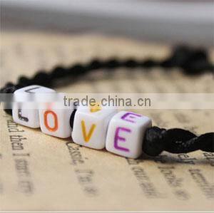 Beads porcelain,single letter alphabet beads,white, 10x10mm cube with 4mm hole ,colorful A-Z 26 Alphabet.