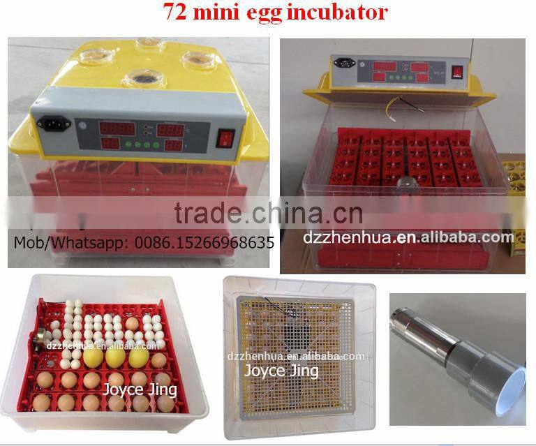 Electric incubator ZH-72 mini egg incubator 72 eggs hatching for sale (Mob/whatsapp:0086-15266968635)