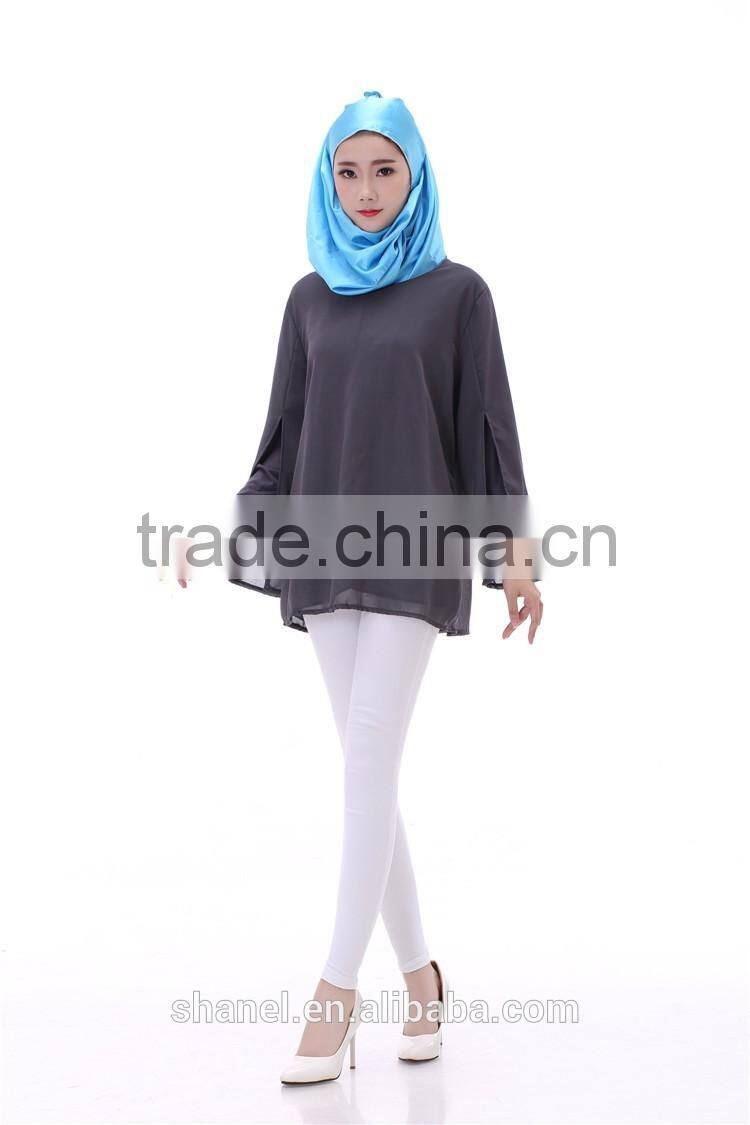2016 latest design chiffon muslim women tops islamic tops blouse