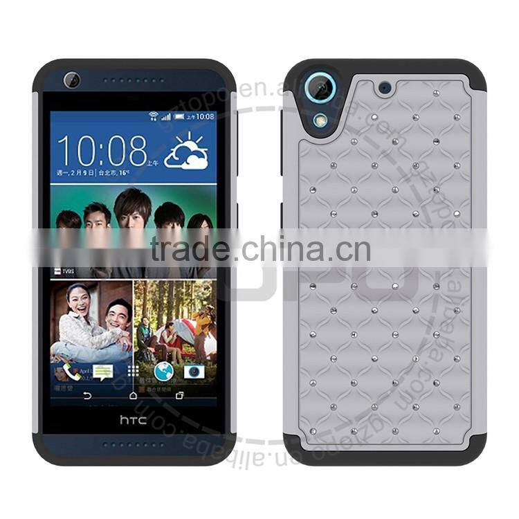 Shockproof Dual Layer Silicone PC Hard Case Studded Diamond Hybrid Case For HTC desire 626