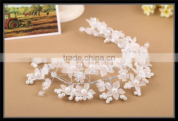 MYLOVE Pearl Beads Crystal Flower Tiara Jewelry Hair Band Clip Headband Wedding Party MLF125