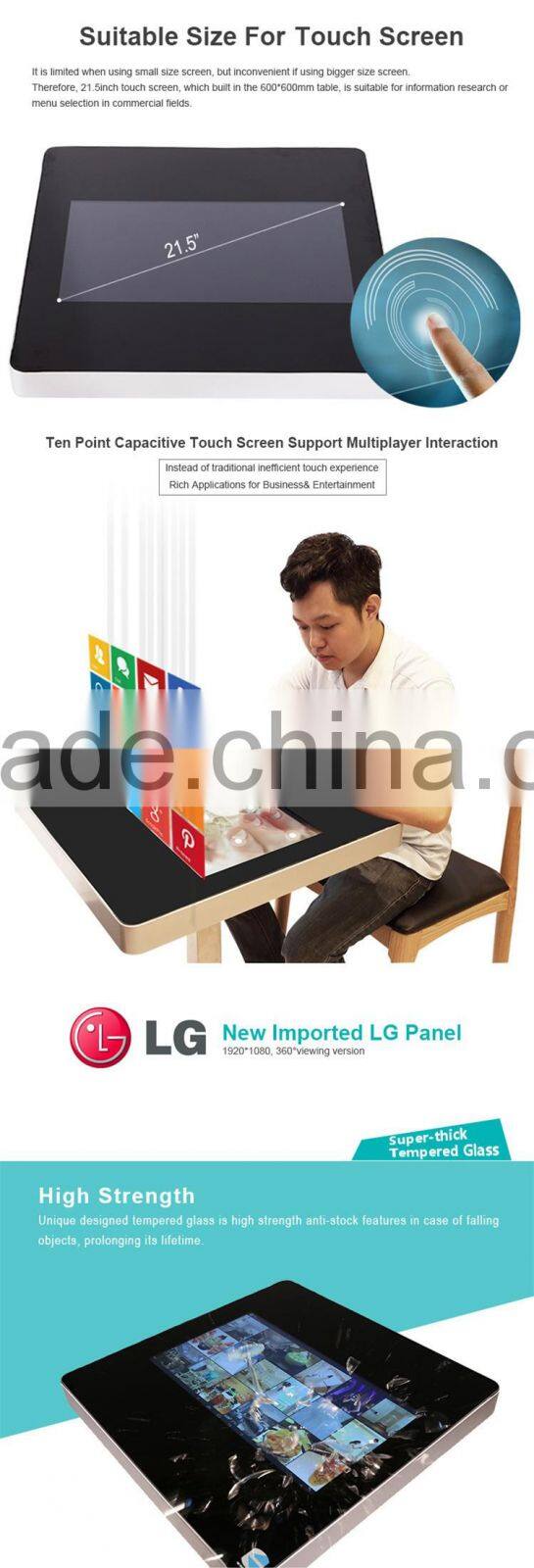Digital Media Interactive Multi Touch Screen Bar Table, catering design table, small conference table