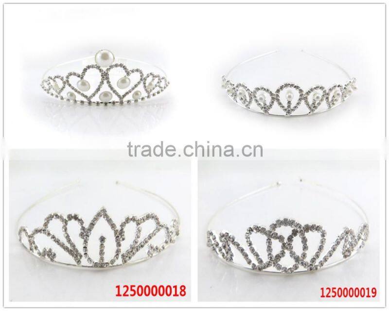 Luxury style big glass heat stone wedding cheap tiara