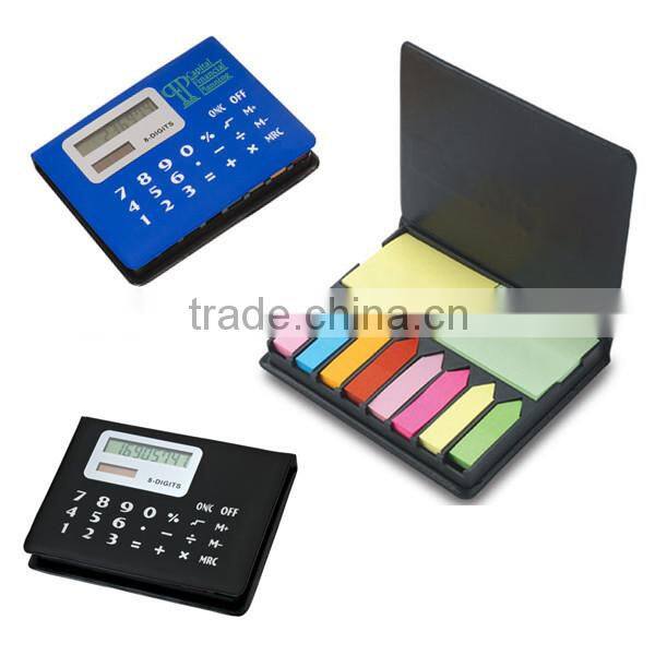 Promotional mini leather memo pad with calculator