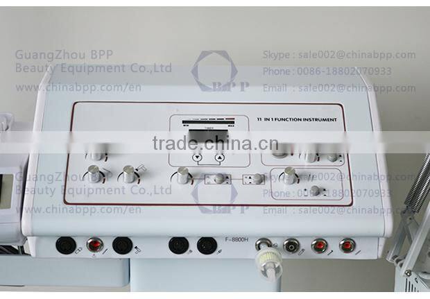 Hot selling 11 in1 multifunction skin analyzer magnifier+ultrasonic+skin polishing machine