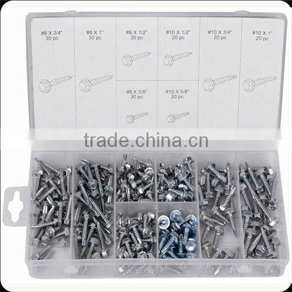 TC 200pc BV Certification Hardware Hex Head Self Drilling Screw Assortment