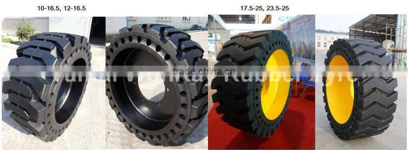 anti-puncture wheel loader solid tires, China 15-19.5 skid steer tires