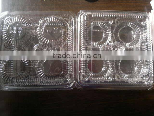 4-compartment disposable plastic box for cake, egg tart container
