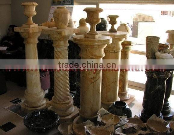 UNIQUE TEAKWOOD MARBLE PEDESTALS