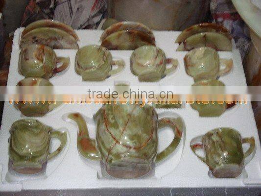 NATURAL COLOR ONYX TEA SETS HANDICRAFTS