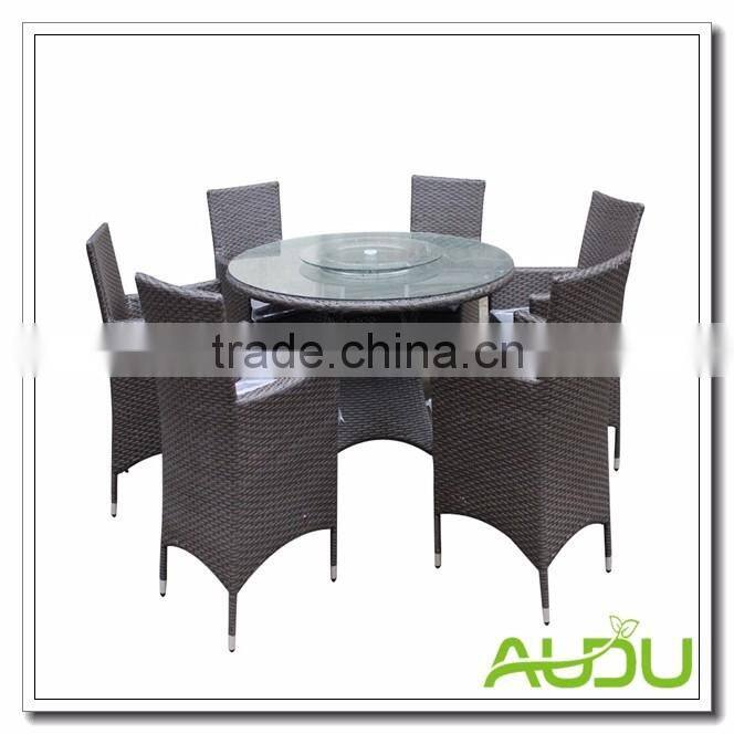 Audu Atlanta Outdoor Garden Rattan Dining Set With Lazy Susan