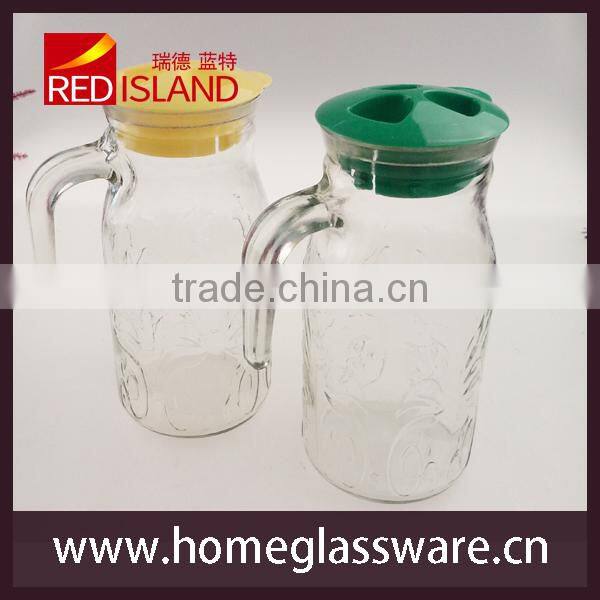 large glass water bottle with lid, juice bottle