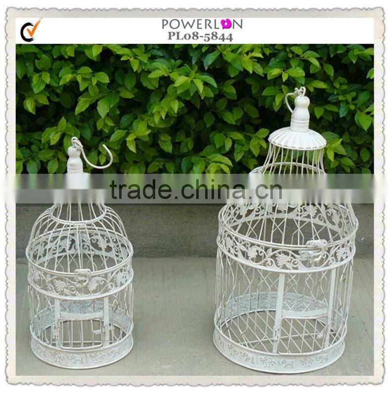 vintage white round metal big bird cage