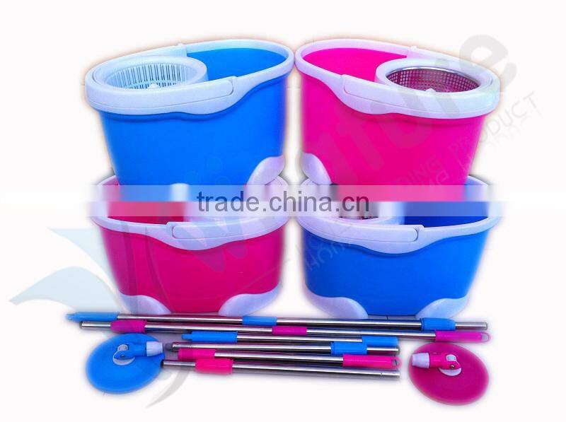 removable 360 magic spin mop with two wheels, mop with bucket walkable spin mop
