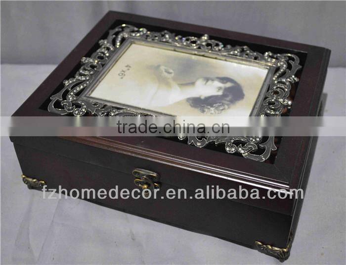 wooden photo frames jewelry box in old style