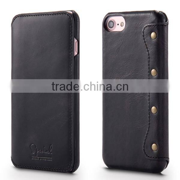 2017 4.7 Inch Universal Simple Cowhide Flip Leather Phone Case For iPhone 7/6s/6