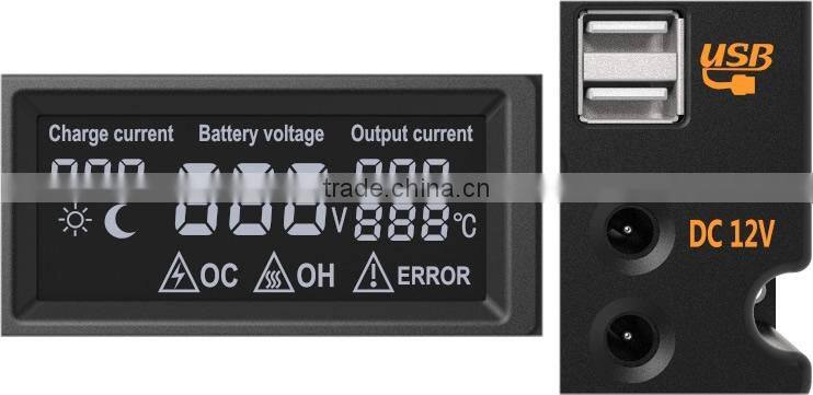 20A PWM Solar Charge Controller Regulator with LCD display USB and 12V ports
