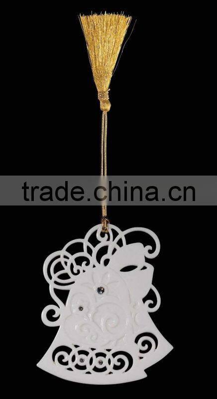 Hot Sale Porcelain Christmas Heart Hanging Ornament Stand with Porcelain Ball Pendant WS331-SS10098B