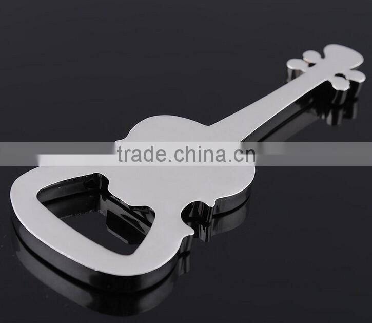 High quality low price polished stainless steel stationary guitar shape beer bottle opener