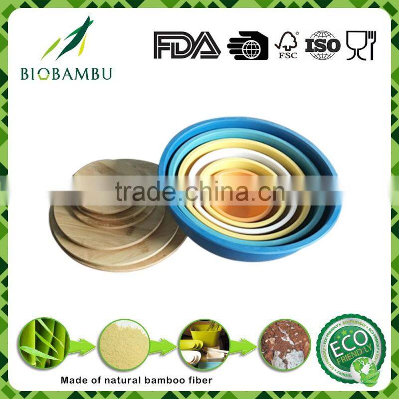 2016 Most Popular Eco Bamboo Fiber 5 sets Round Salad Bowl