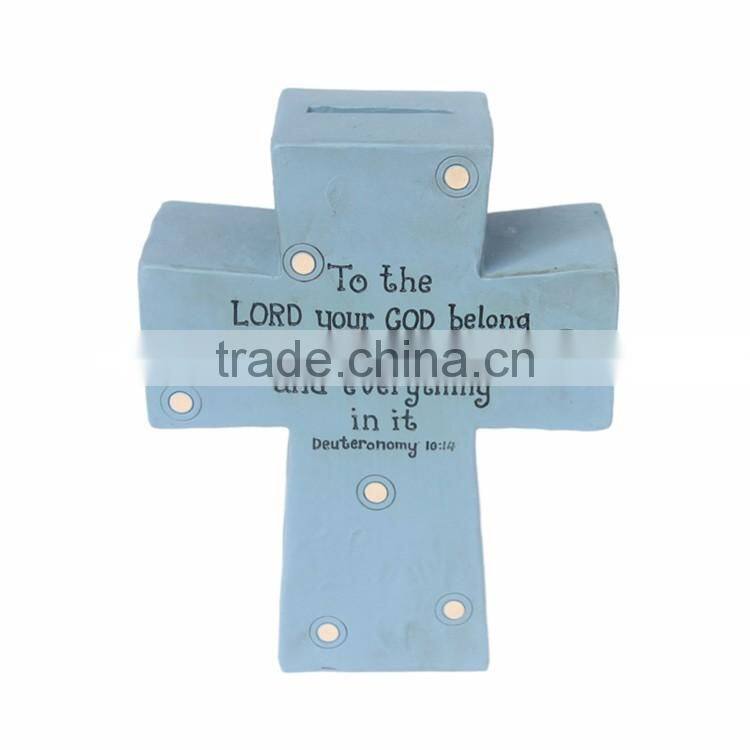 Custom kids gift resin religious crucifix money boxes