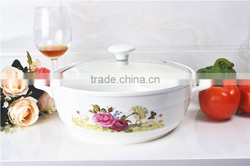 Microwave porcelain pot with glass lid