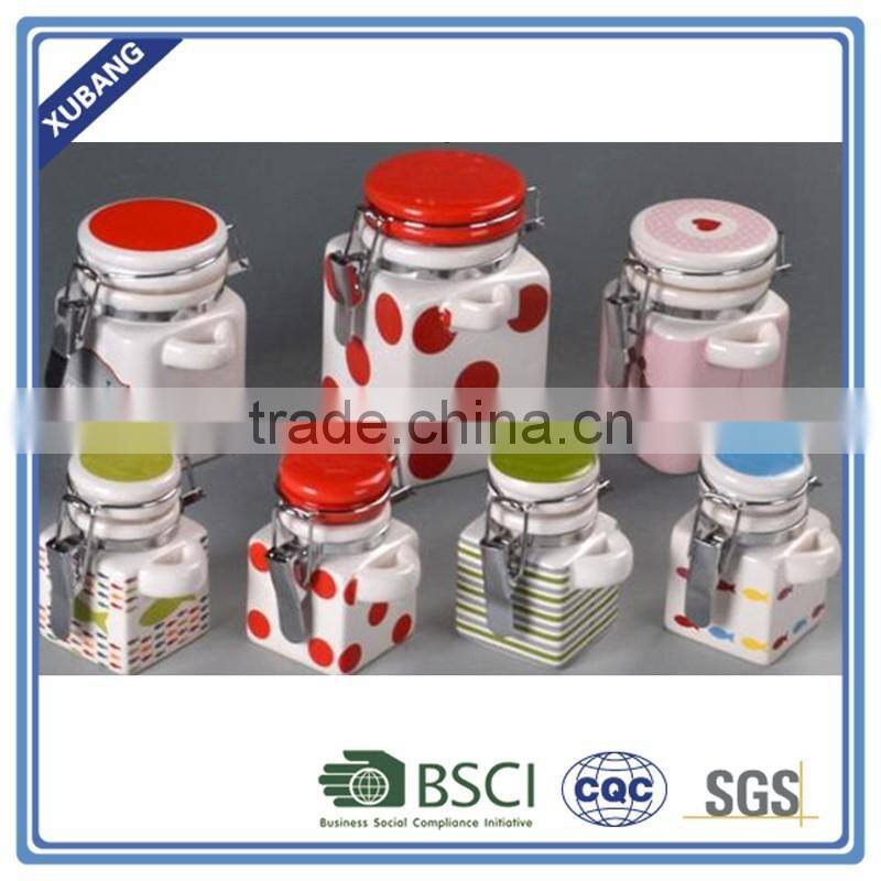 Square candy jar with stainless steel jar lid