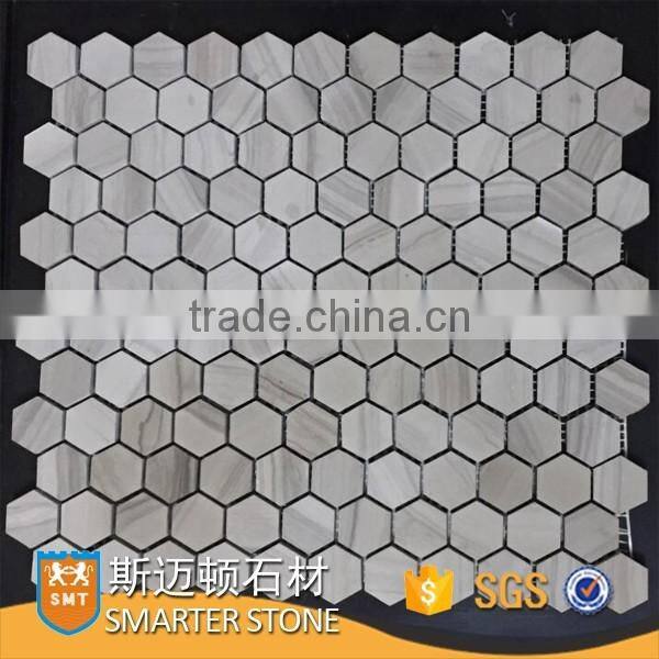 Athens grey poished mosaic tile 25x25 hexagon tile for backsplash