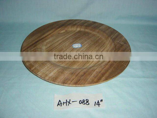 antique round decorative wooden dinner plate