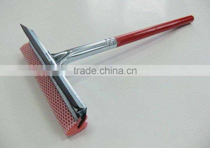 Car window clean squeegee with wooden handle