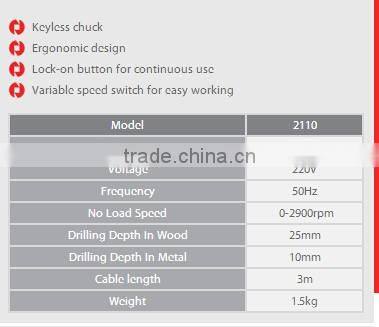 Power tools Electric Drill 10mm 400W model 2110