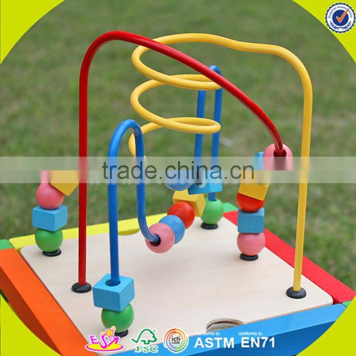 wholesale design funny cubic wire bead toy,multi-function wooden cubic wire bead toy for kids,wooden bead toy W11B060