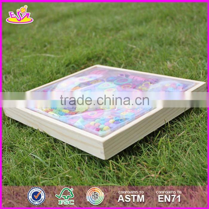 2017 New design educational wooden threading toys for toddlers W11E059