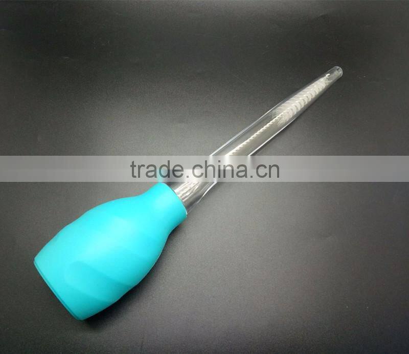 LFGB ,FDA food grade silicone turkey meat baster with washing brush for BBQ