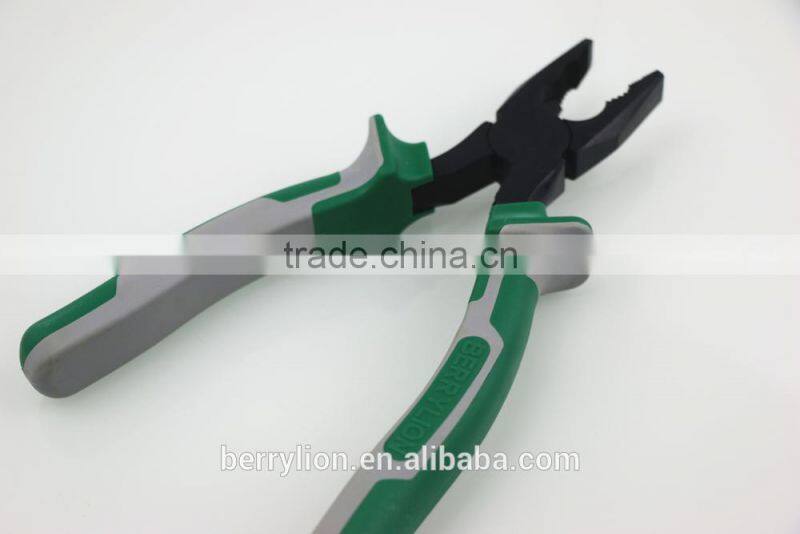200mm polished carbon steel combination plier with soft grip design