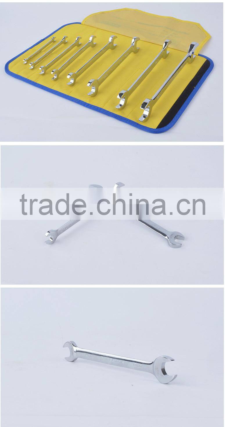 8 pcs mirror surface double end wrench set,ANSI double open end wrench set,metric CR-V anti-rust double open end wrench set