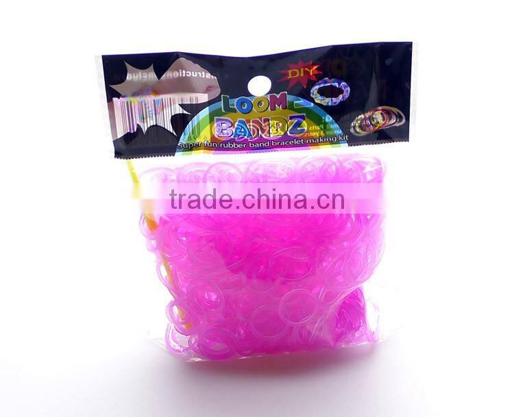 300pcs Rubber Bands/ Silicone Loom Rubber Band Loom Opp Bag Package 12-colors Candy Loom Refill Rubber Bands d2m