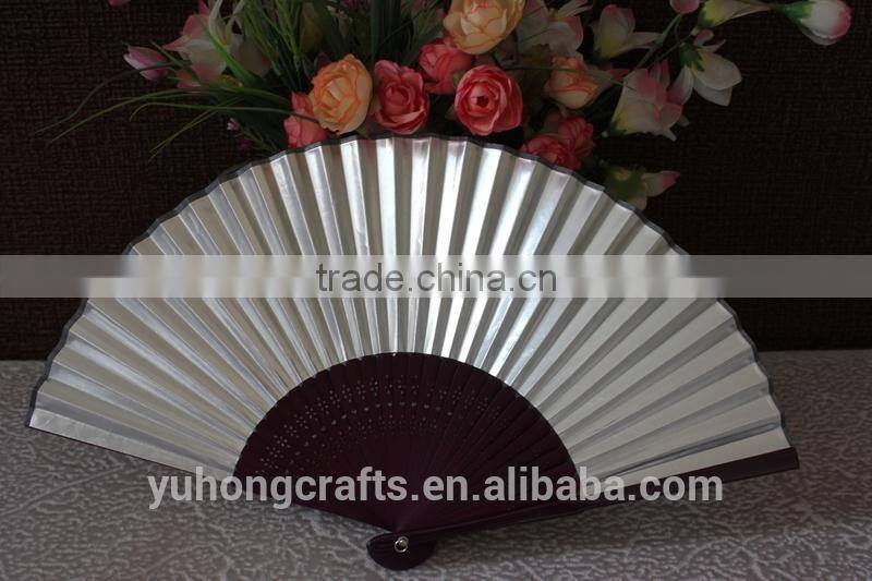 Japanese Gold and silver color bamboo paper fan promotionally