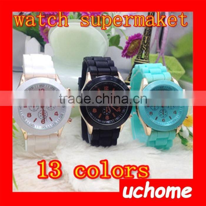 UCHOME promotional advertising quartz watches for lady cheap silicone band women geneva watch