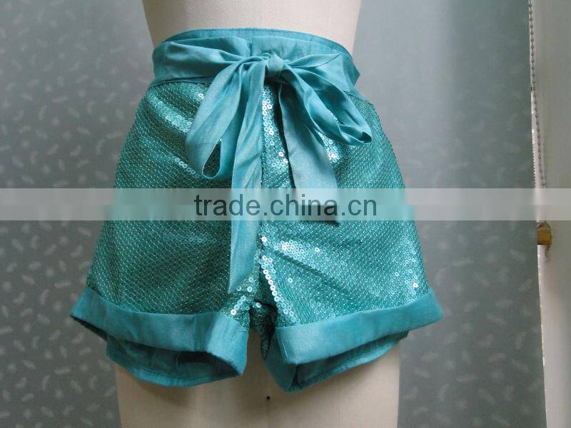 Good Quality Fashion Solid Color With Sequins Women Summer Shorts