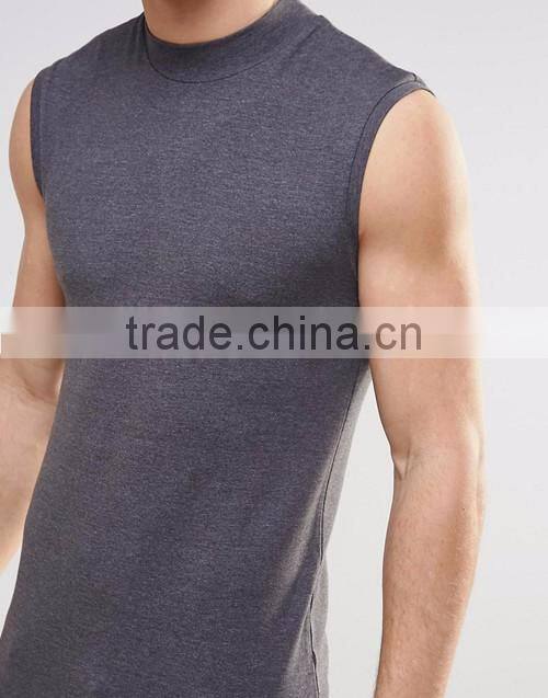 Custom charcoal turtleneck sleeveless muscle t-shirts, sports tank tops men OEM