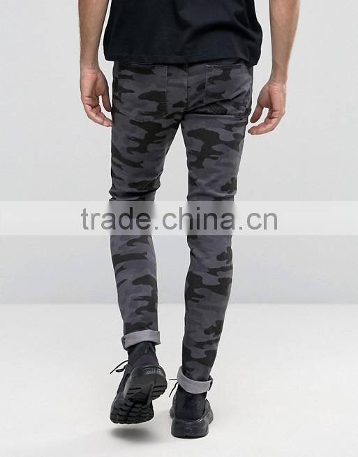 2016 New In Skinny Jeans Ripped Camo Jeans High Quality Jeans Custom