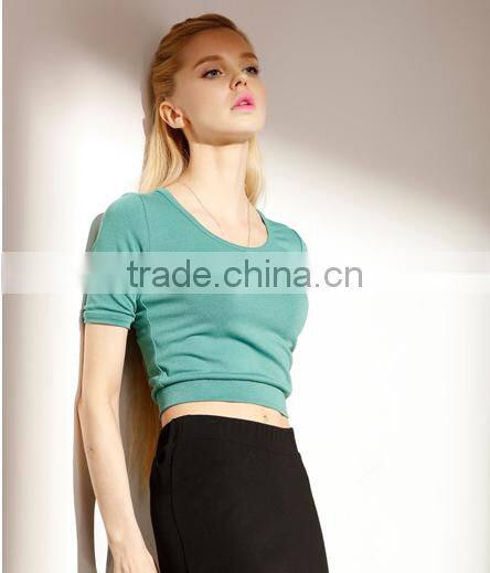 new fashion short sleeve slim women t-shirt customized