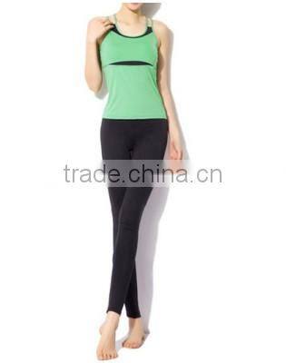 Woman Aerobics Pant Suit Yoga Shirts Body Building Clothing(Green)